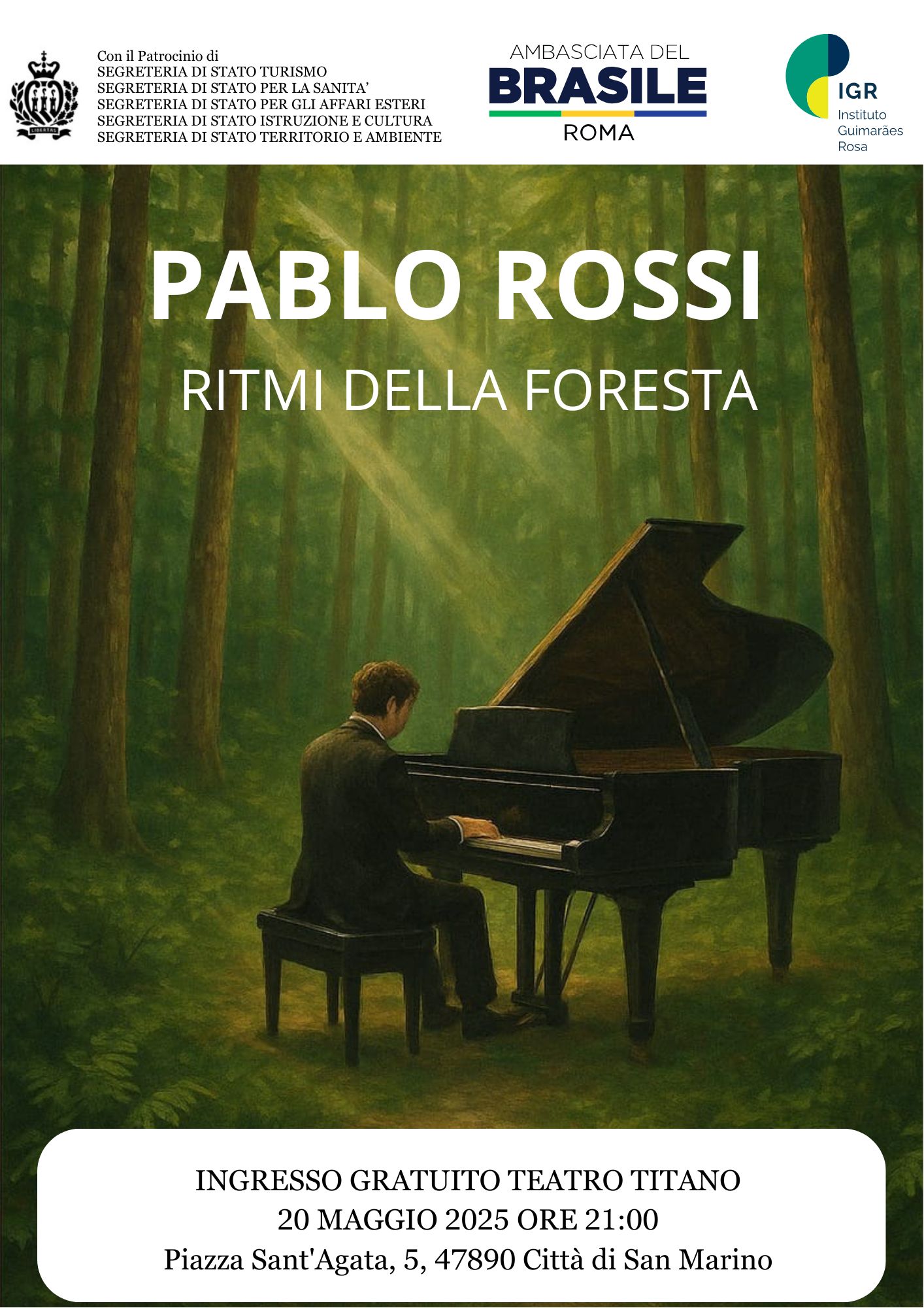 IL PIANISTA BRASILIANO PABLO ROSSI IN CONCERTO A SAN MARINO