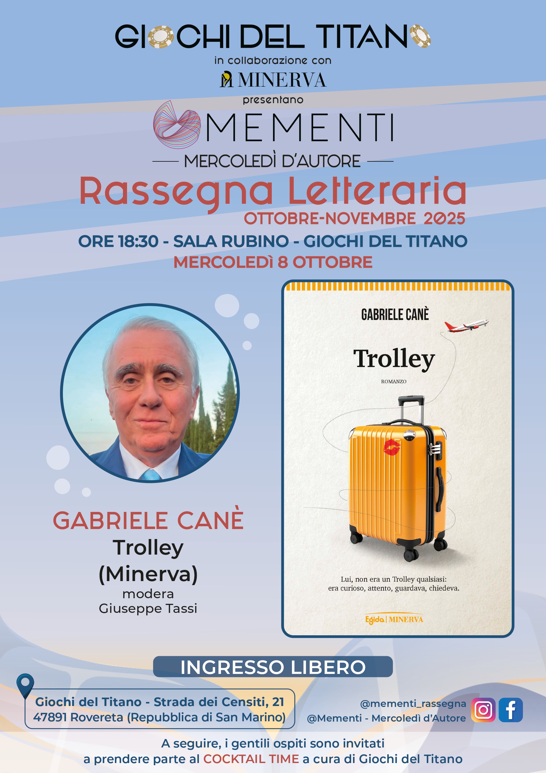 Mementi – Mercoledì d’Autore: al via la rassegna letteraria autunnale