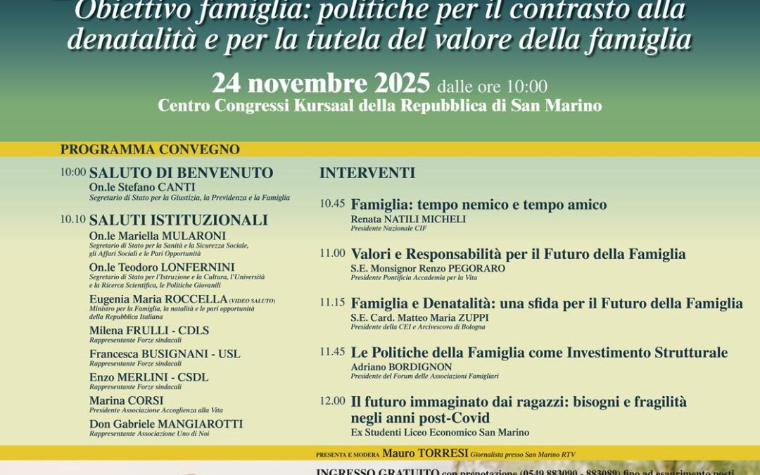 Un convegno per affrontare l’inverno demografico: San Marino riflette su natalità, famiglia e futuro della Repubblica