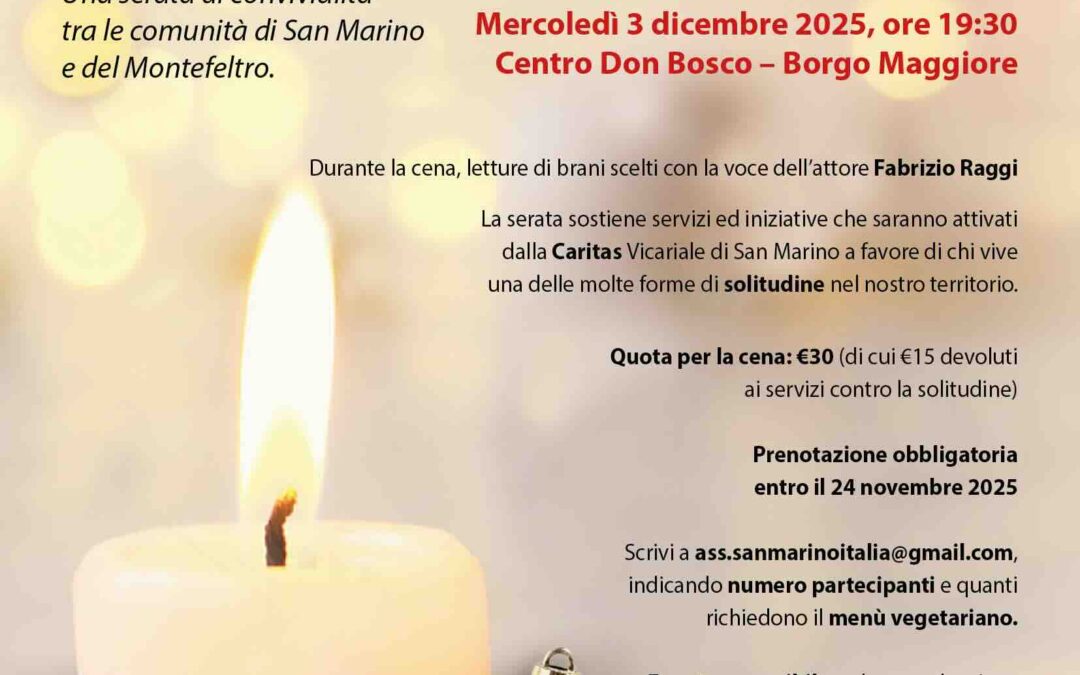 Cena degli auguri “Insieme contro la solitudine” al centro Don Bosco di Borgo Maggiore