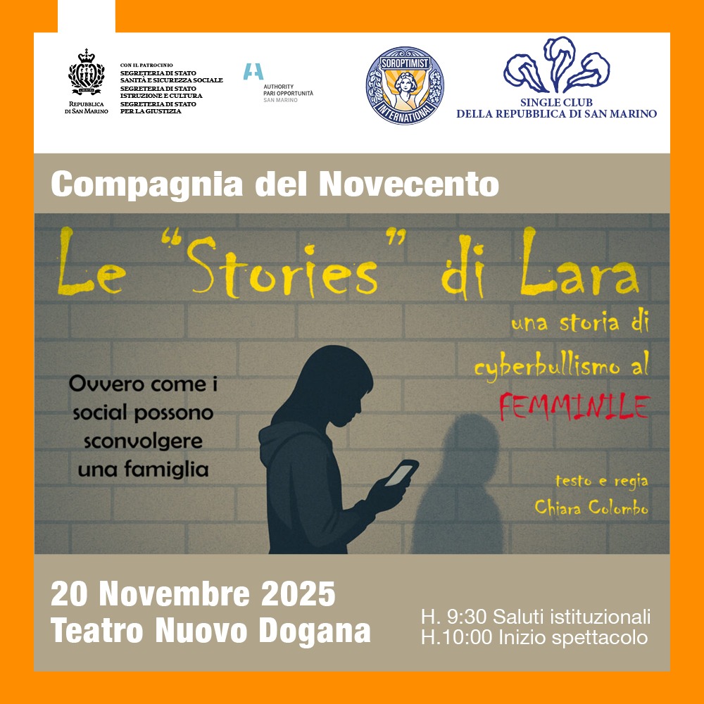 “Le Stories di Lara”, a Dogana lo spettacolo che parla di cyberbullismo ai ragazzi