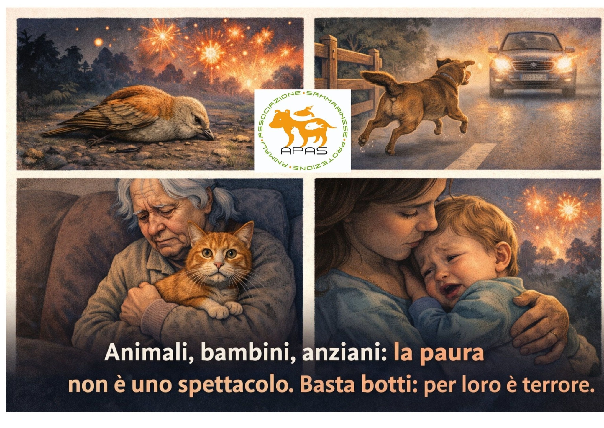 Capodanno e botti, l’APAS chiede regole chiare: “Una minaccia reale per animali, bambini e anziani”