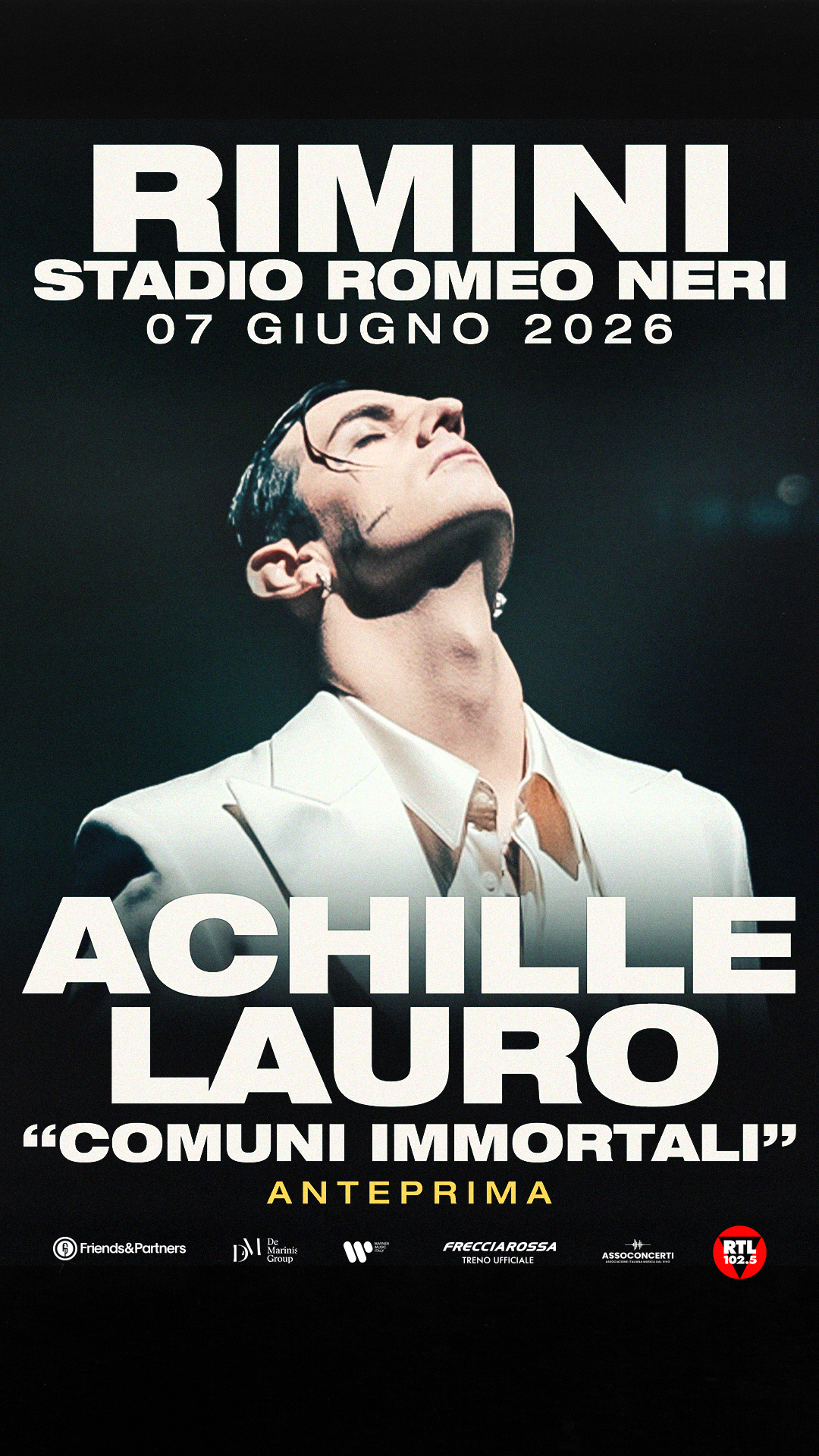 Achille Lauro porterà a Rimini l’anteprima del tour “Comuni Immortali” nel 2026