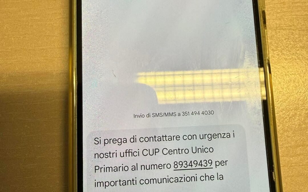 Allerta: “Attenzione al messaggio del finto CUP”