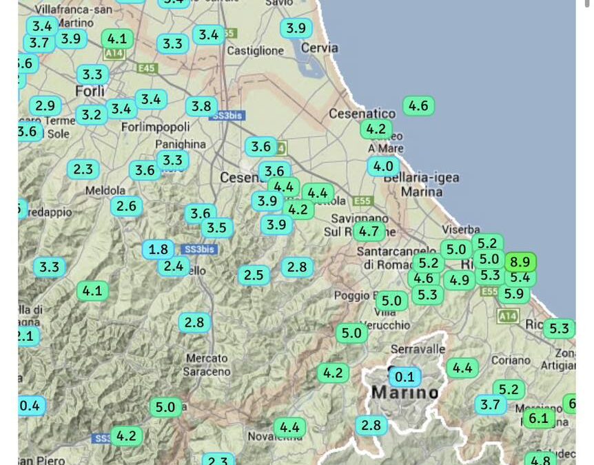 Maltempo tra Romagna e San Marino, scatta l’allerta arancione: sul Titano ricompare anche la neve