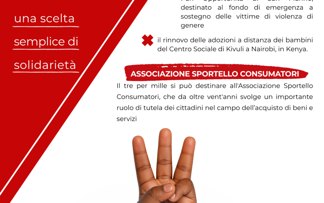 Tre per mille, sostegno a ISAL-CSdL e Sportello Consumatori