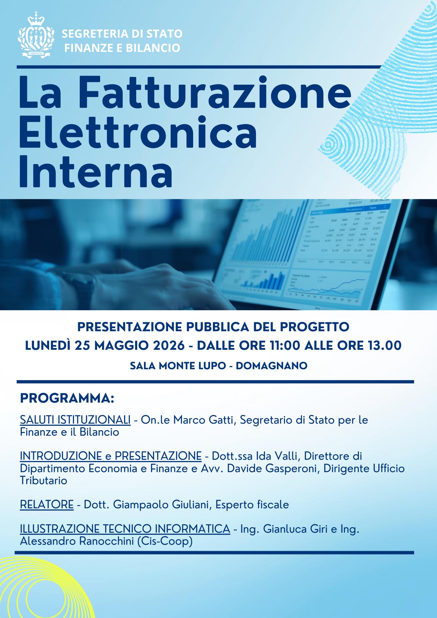 Fatturazione elettronica interna, incontro pubblico il 25 maggio a Domagnano