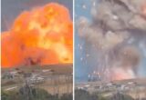 Incendio ed esplosione nella fabbrica di munizioni, vigili del fuoco sul posto