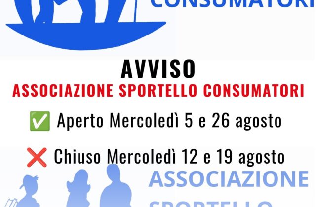 Sportello Consumatori, pausa estiva per l’ufficio legale
