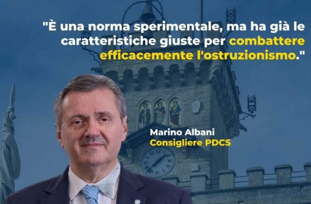 Nuovo regolamento consiliare, Albani (PDCS): “La norma serve ad evitare l’ostruzionismo”
