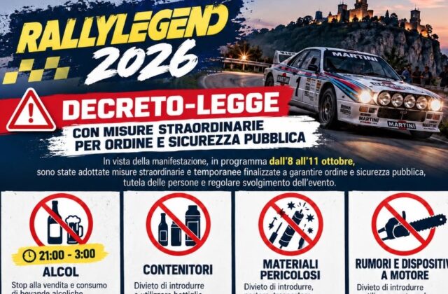 Rallylegend: drinking alcohol banned from 9pm to 3am, with €1,000 fines for anyone within 500 metres of the race, not just sellers