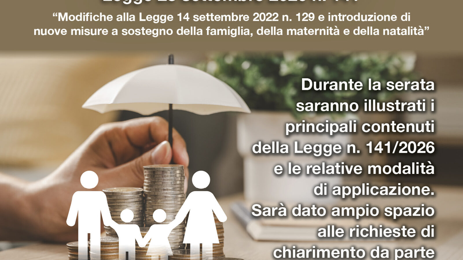 Famiglia: la nuova legge entra in vigore il 28 settembre. L’8 ottobre serata pubblica a Domagnano