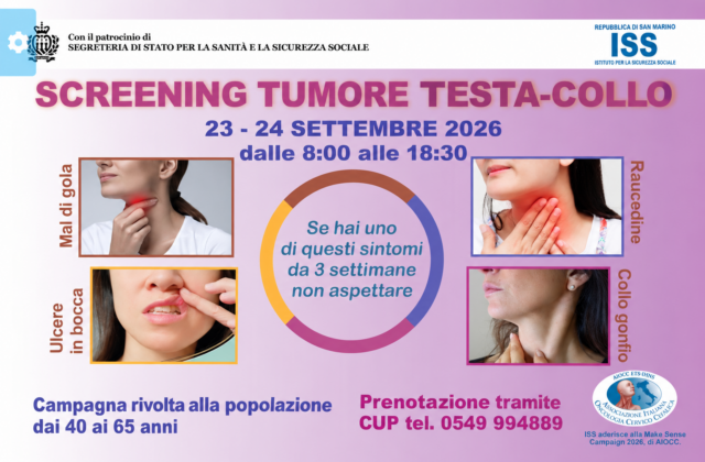 Head and neck cancer screening: free checkups on September 23 and 24