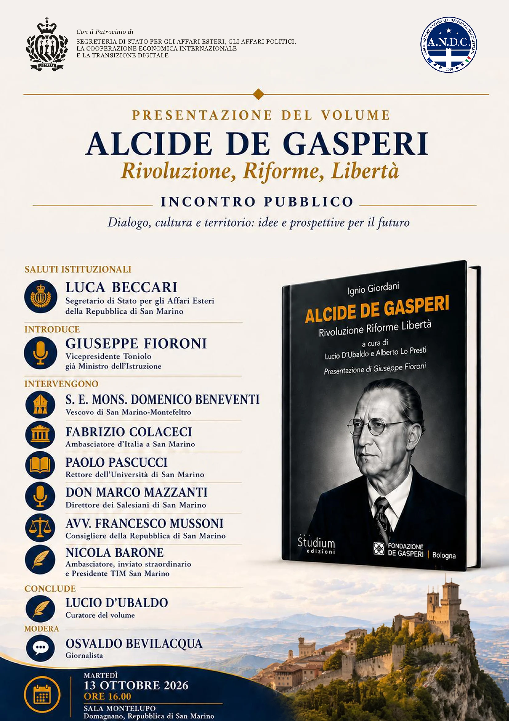 San Marino, conference on De Gasperi and the idea of a reform-driven centre