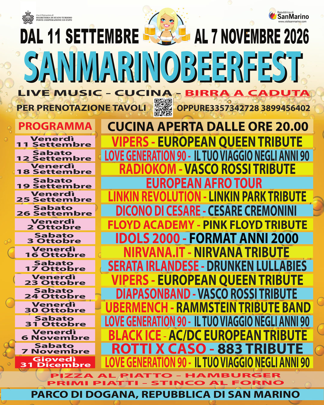 San Marino Beer Fest 2026 — dall’11 settembre al 7 novembre, Parco di Dogana